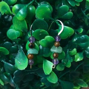 handmade artisan green variscite dangle earrings